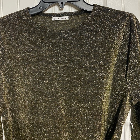 Reformation Metallic Black Jupiter Crop Top | XL Extra Large - Picture 4 of 8